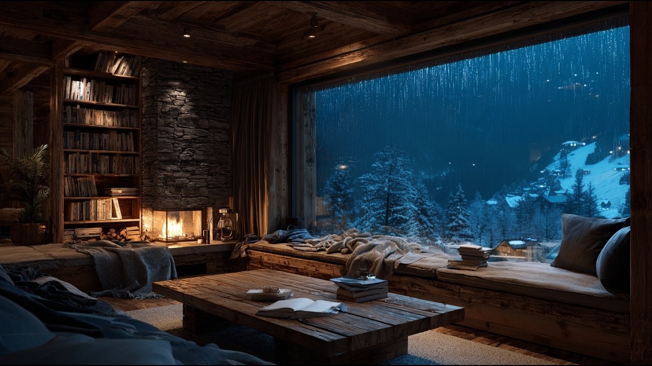 Cozy Cabin Rain + Fireplace Ambience | 8H Sleep, Relax, Study