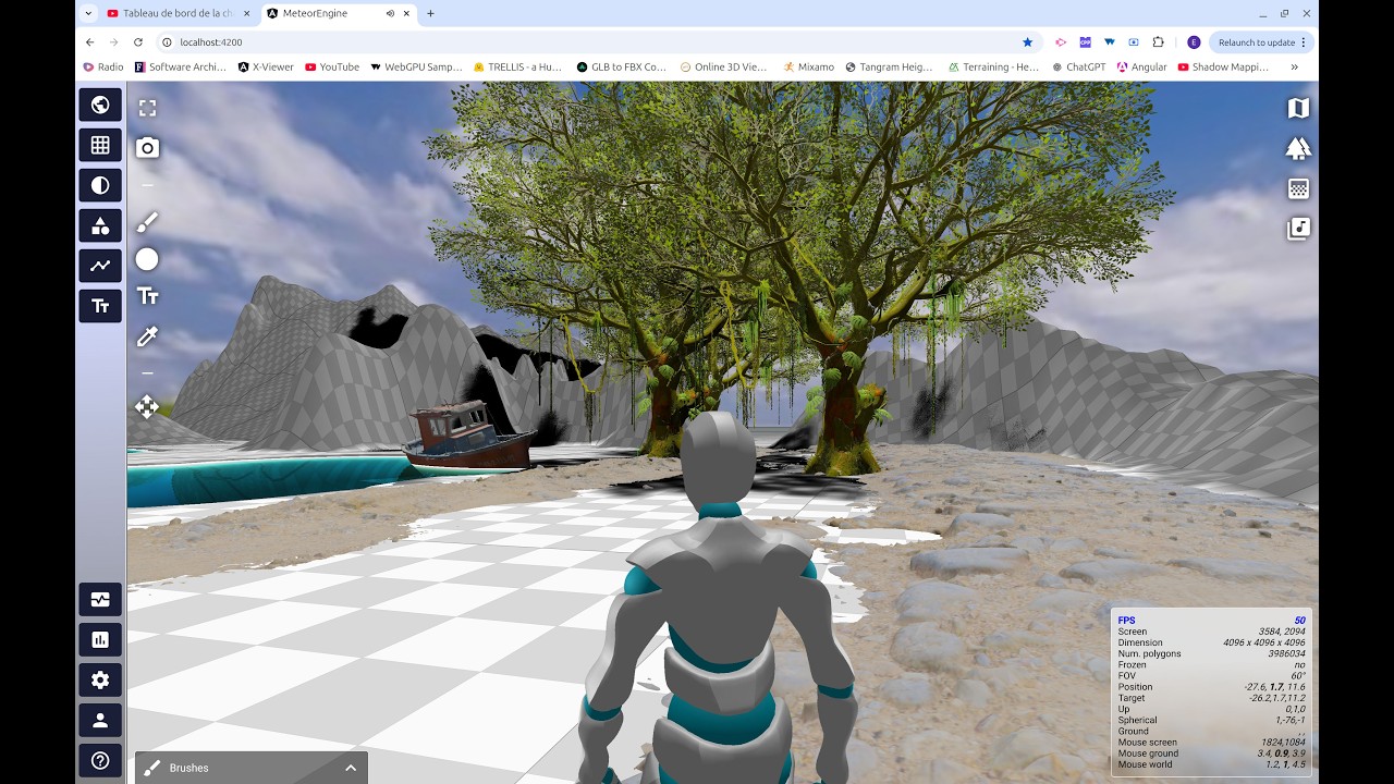 Build a 3d map using a proprietary rendering engine implemented in JavaScript, Angular, and WebGPU.