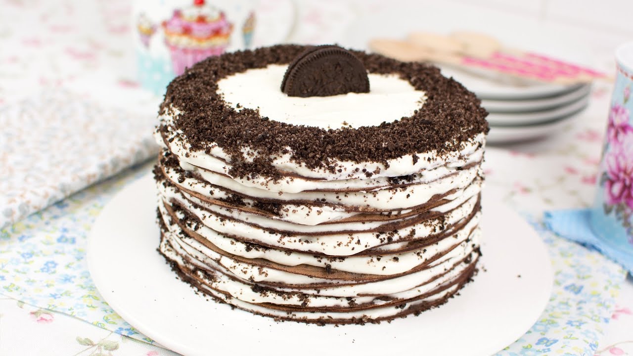 No-Bake Oreo Mille Crepe Cake - How to Make Oreo Mille Crepe Cake
