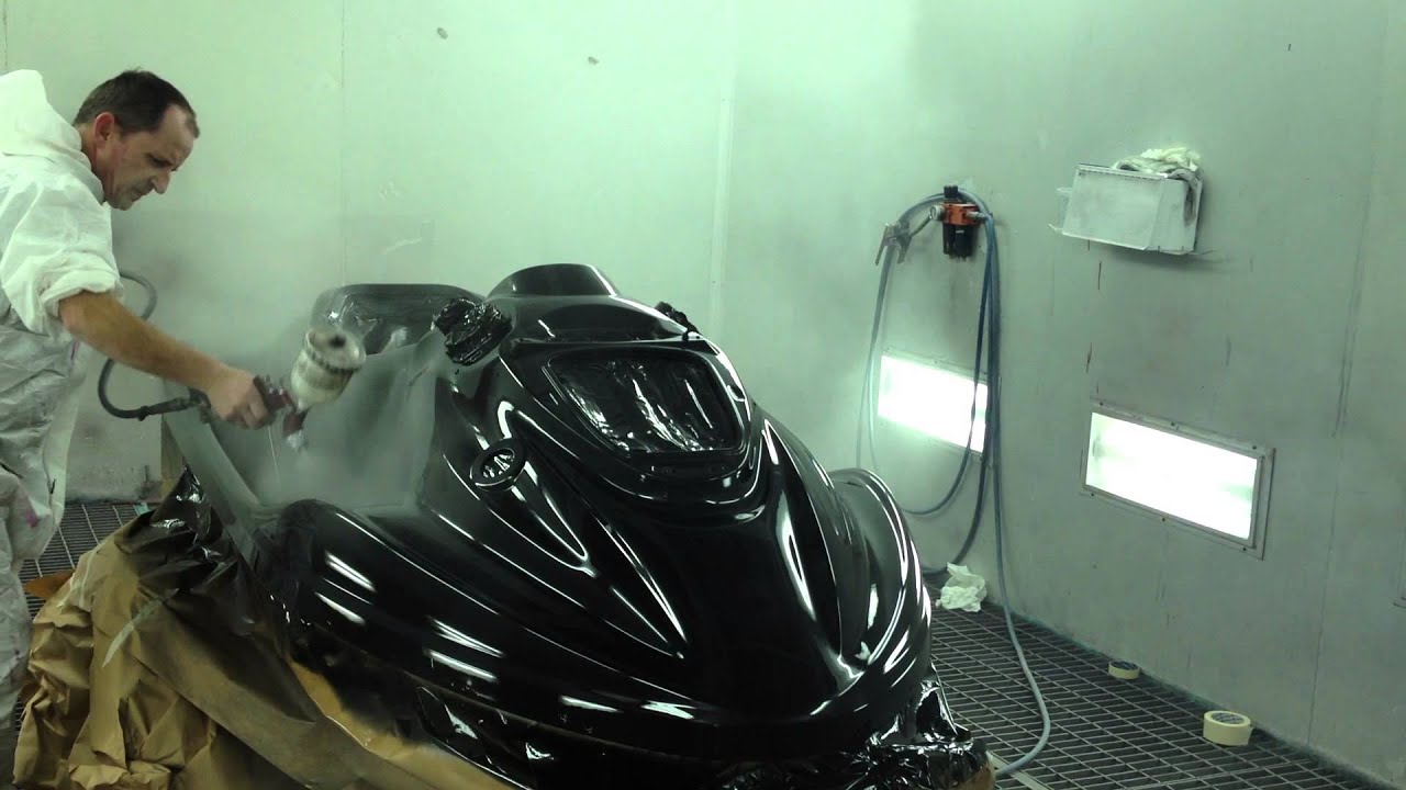 Spraying a jet ski