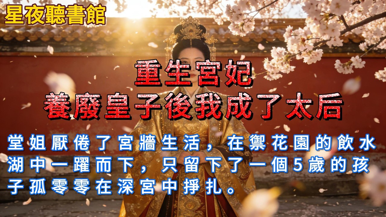 《重生宮妃：養廢皇子後我成了太后》堂姐厭倦了宮牆生活，在禦花園的飲水湖中一躍而下，只留下了一個5歲的孩子孤零零在深宮中掙扎。#一口氣看完 #故事 #小說 #爽文 #重生
