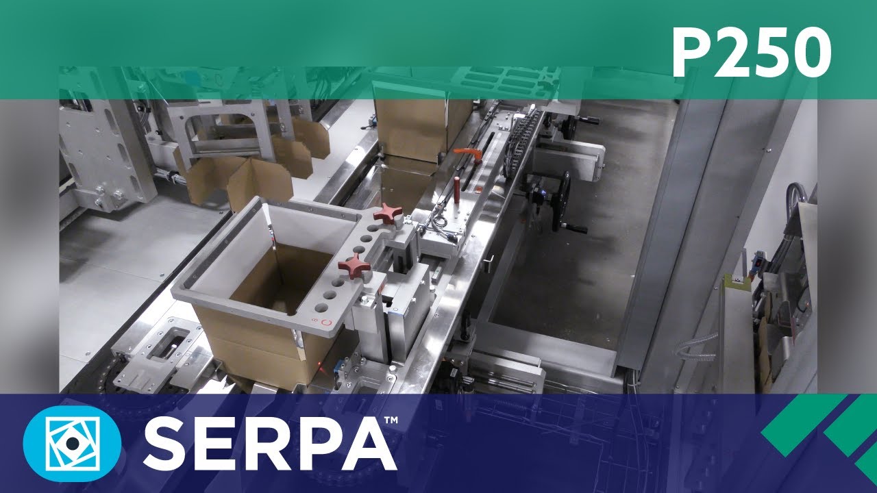 P250 Top load case packer loading pharmaceutical bottles with partition