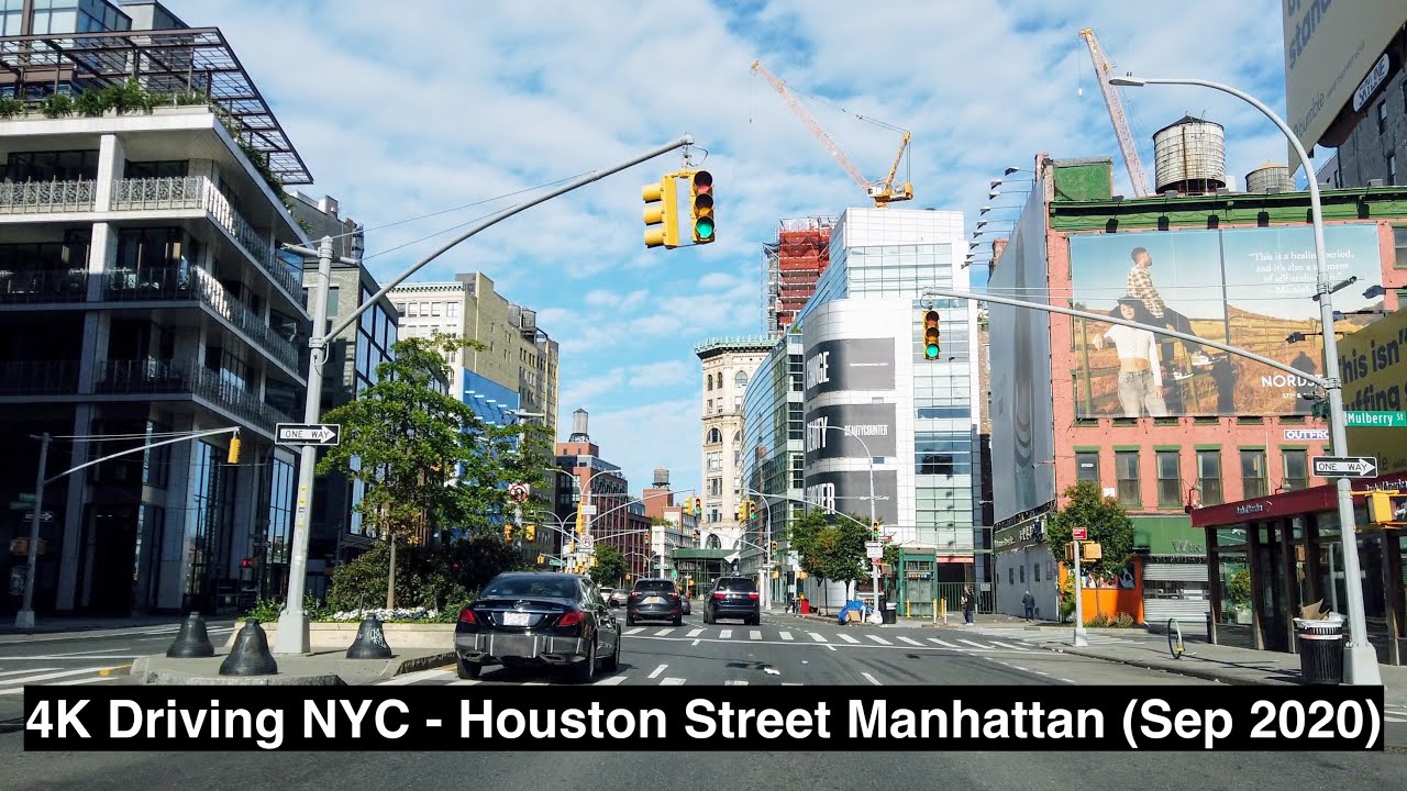 4K Driving NYC - Houston Street Manhattan | Border of SoHo & NoHo | Sept. 2020