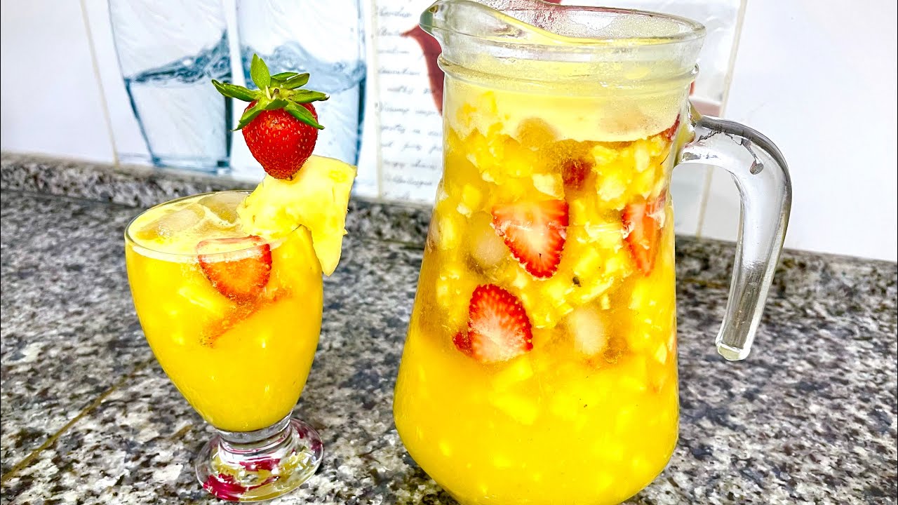 REFRESCO DE PIÑA CON FRESA!!// agua fresca ¡riquísimo!