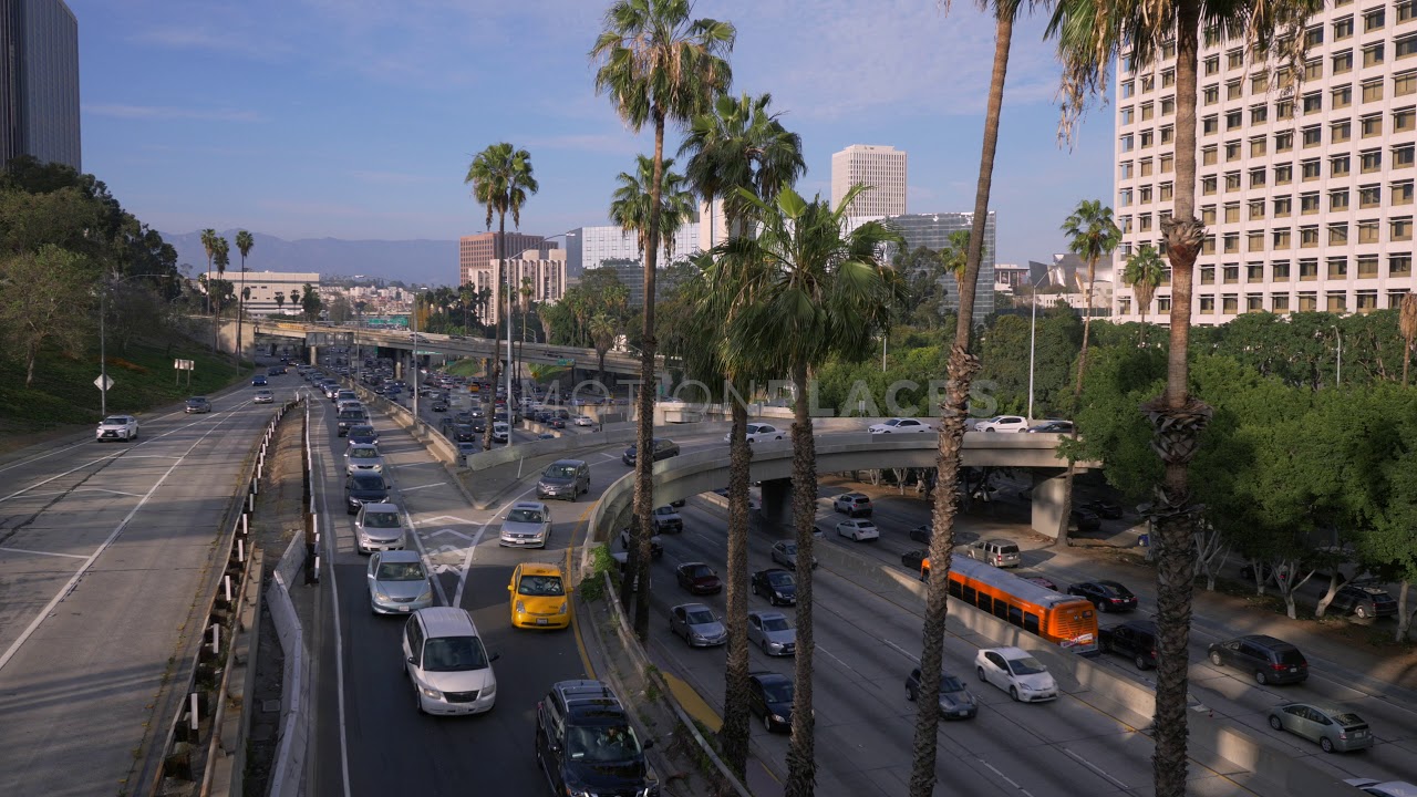 LA Freeway Traffic Downtown Free Stock Footage