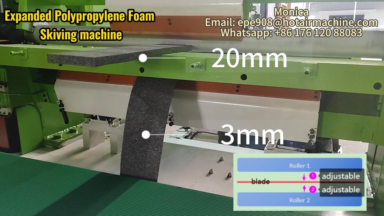 Expanded Polypropylene Foam Skiving machine | Splitting 23mm to 20mm+3mm | Cut to any thickness