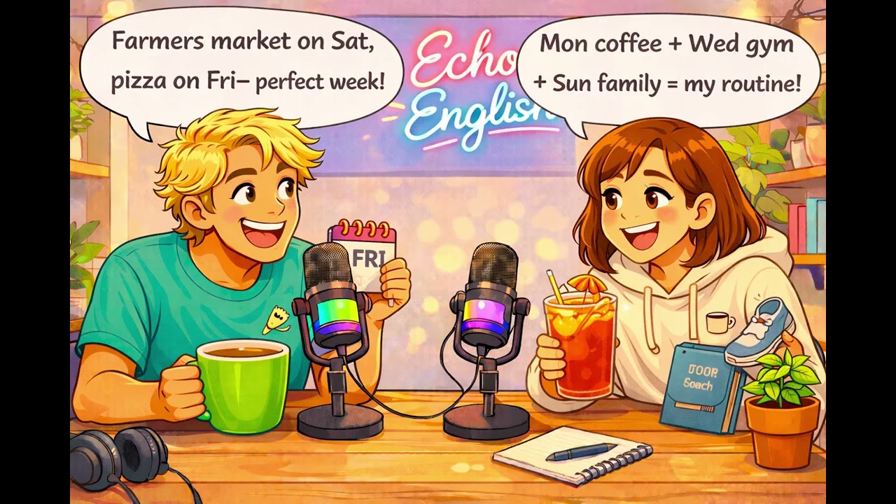 My Weekly Routine in English | Echo English | Daily Life Conversation + Beginner Vocab 📅🗣️