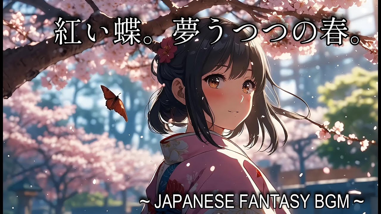 【幻想和風BGM】紅い蝶。夢うつつの春。優しく暖かい風と和風リラックスLofi｜Japanese Spring Lofi Hip Hop Mix