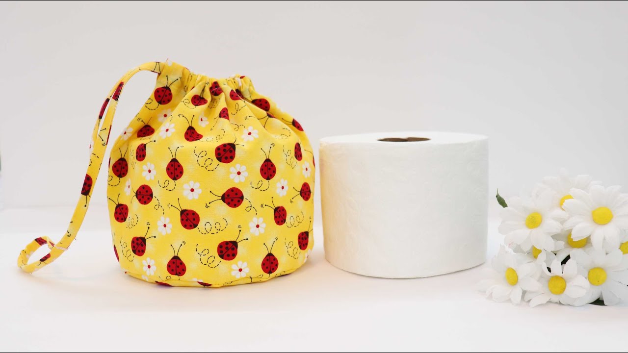 Sew a Round (Toilet Paper) Drawstring Bag Detailed Instructions Tutorial by LearnCreateSew