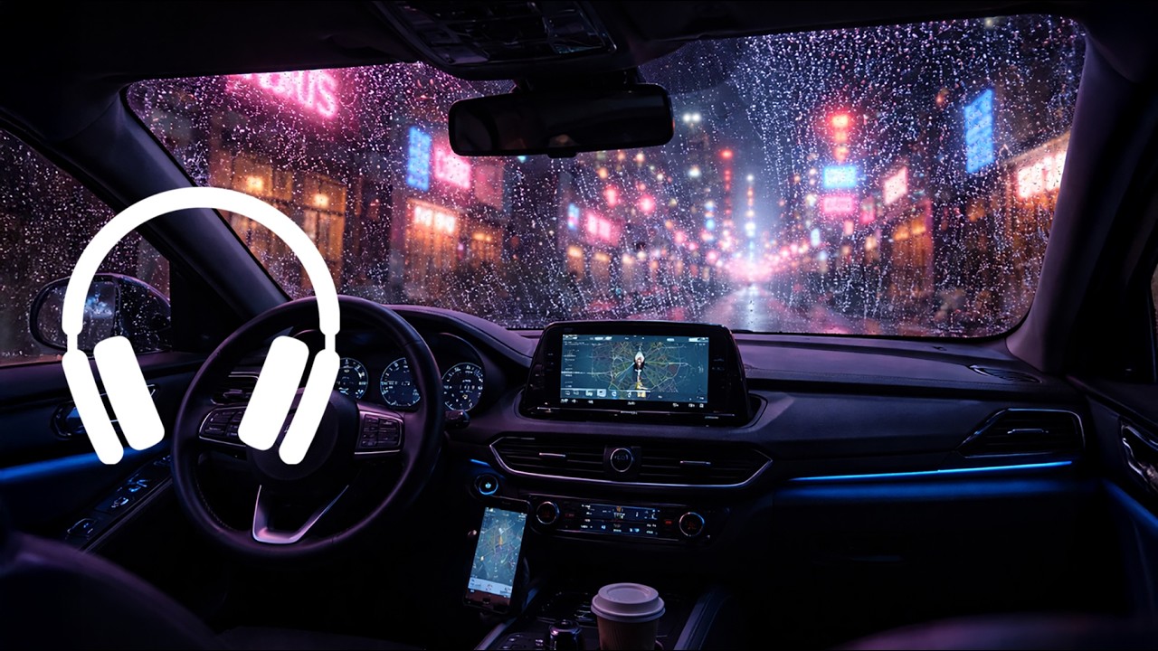 Lo-Fi Hip-Hop 4 Hours 🌧 Rainy Night in a Parked Car for Relaxation, Study and Focus