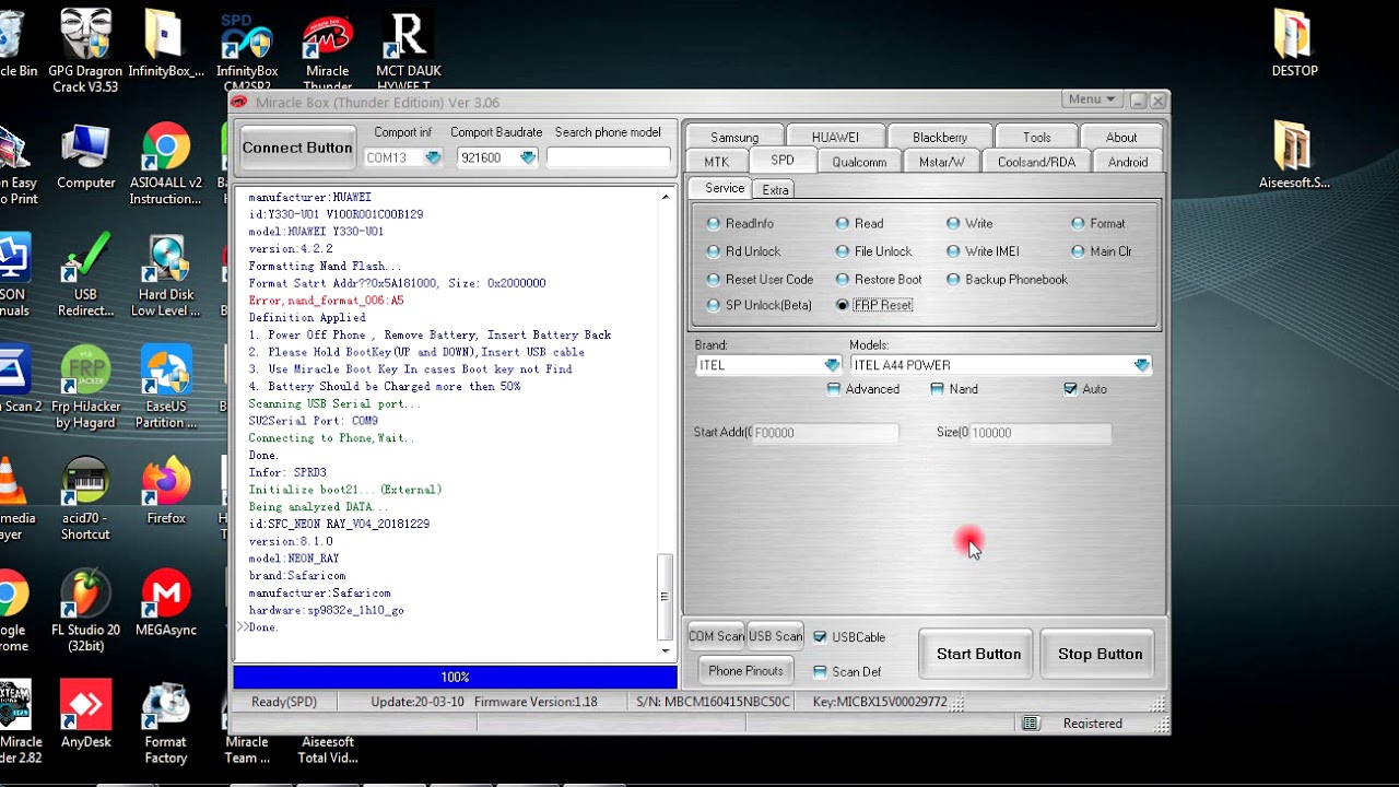 Neon ray frp bypass with miracle box