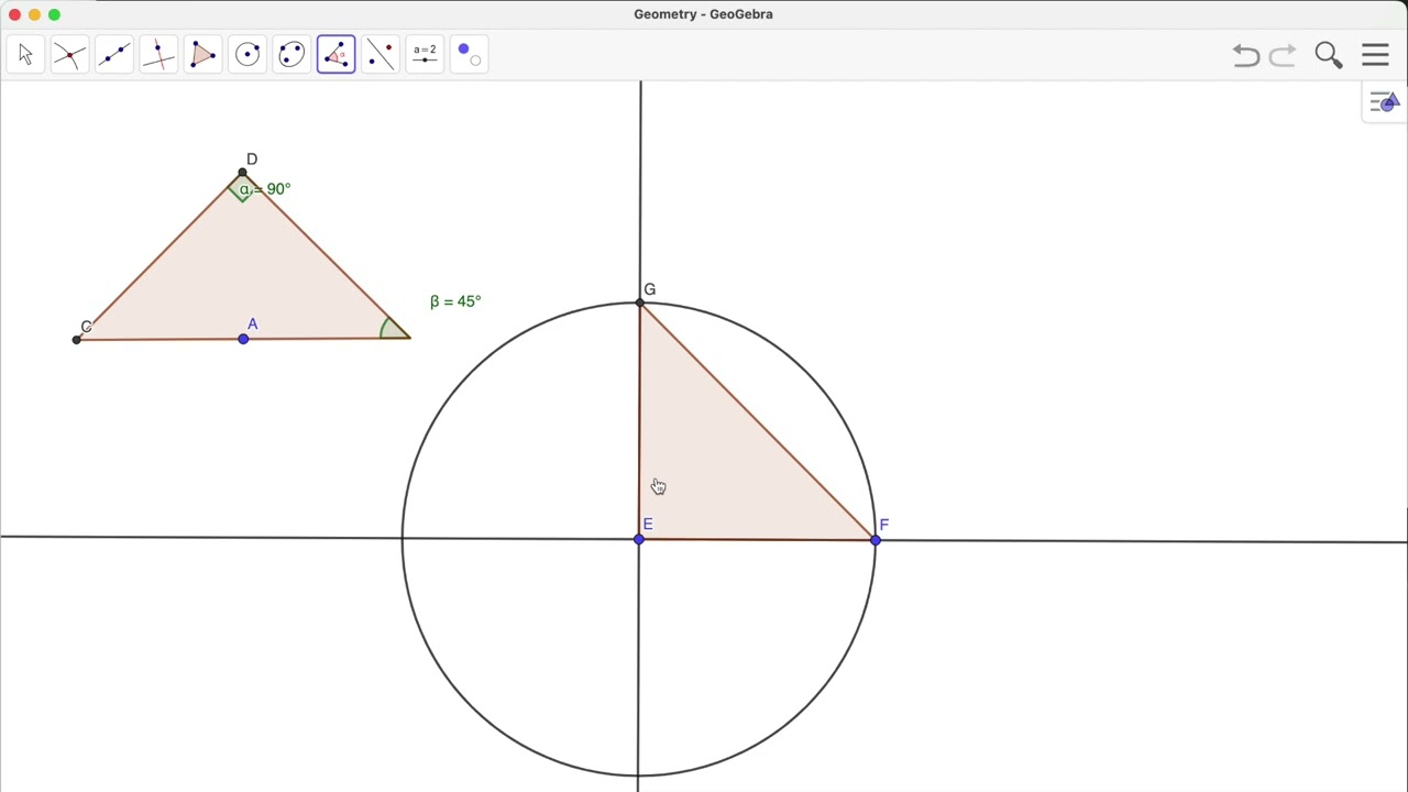 Drawing right angle triangles with Geogebra