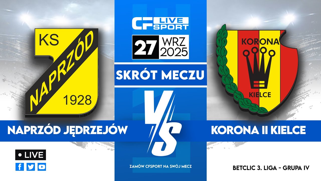 Skrót 🎬 | Naprzód Jędrzejów - Korona II Kielce | 27.09.2025 | Betclic 3. liga 🏆