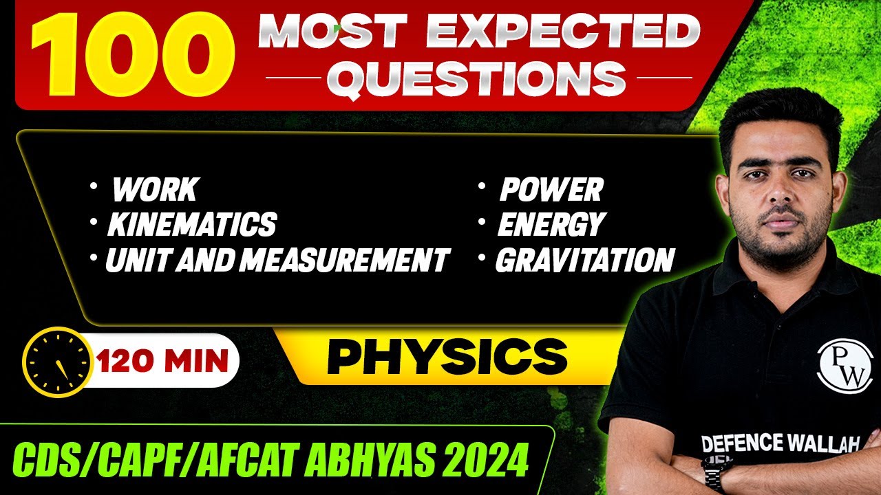 CDS Physics: Unit and Measurement, Kinematics, Work, Power, Energy & Gravitation | CDS Abhyas 2024