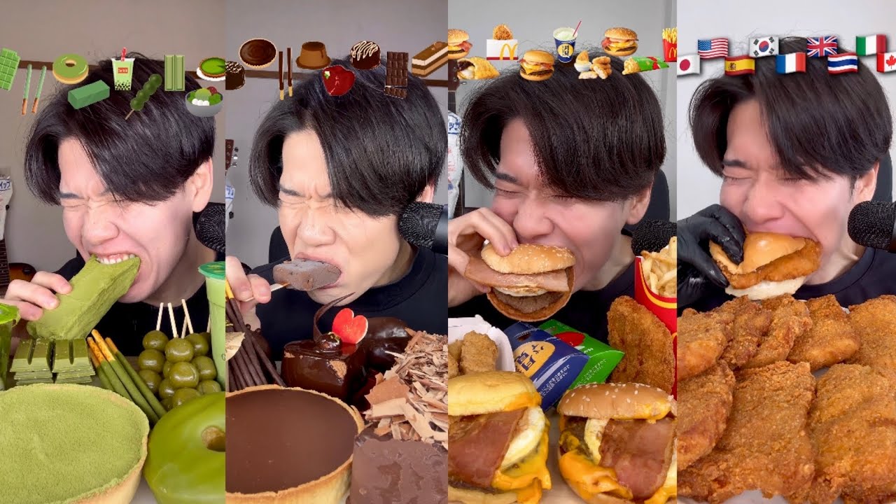 ASMR 激甘々スイーツ&ジャンクフードをドカ食い【咀嚼音/Mukbang】ショート動画まとめver.(BGM無)