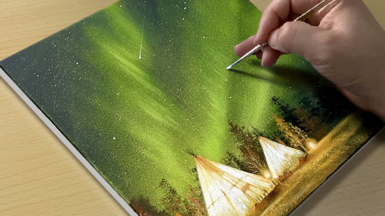 Northern Lights Painting / Acrylic Painting / STEP by STEP