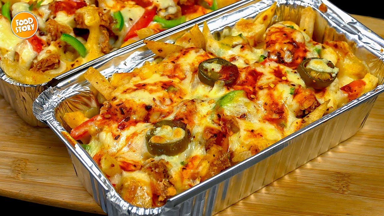 Картофель фри с сыром и горячей жареной курицей от Самины Фуд Стори
