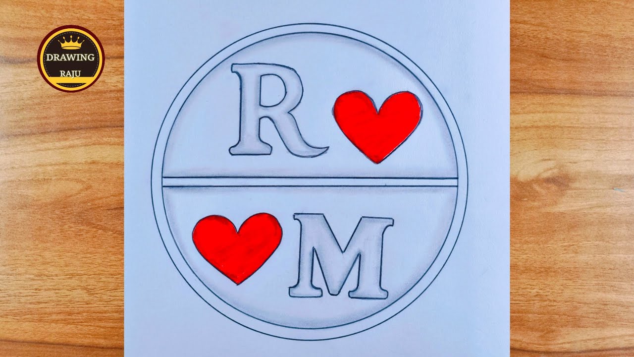 How to make R❤️M couple letter drawing|| simple R+M letter drawing with pencil sketch art video 