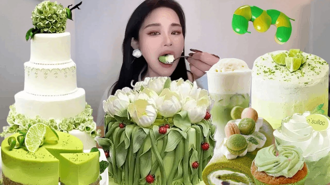 Asmr🍰Eating Matcha Cream Cake🍰 (Soft And Waxy Sound) 크림丨먹방丨Mukbang丨Satisfying丨Eatings