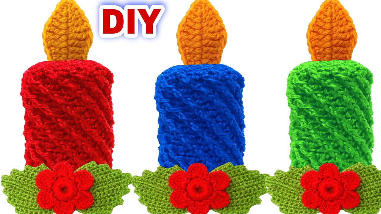 Velas NAVIDEÑAS tejidas a CROCHET *PASO A PASO*