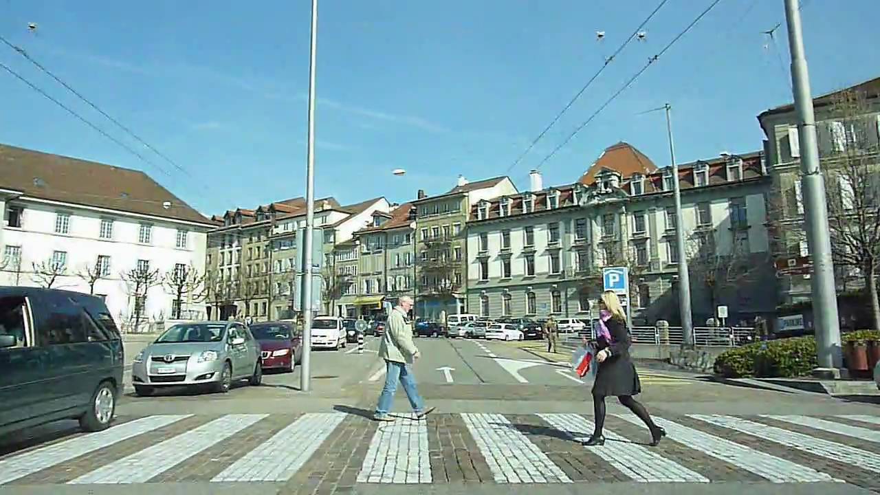 Switzerland 137 (Camera on board): Fribourg ville (place Python) Givisiez, direction Belfaux