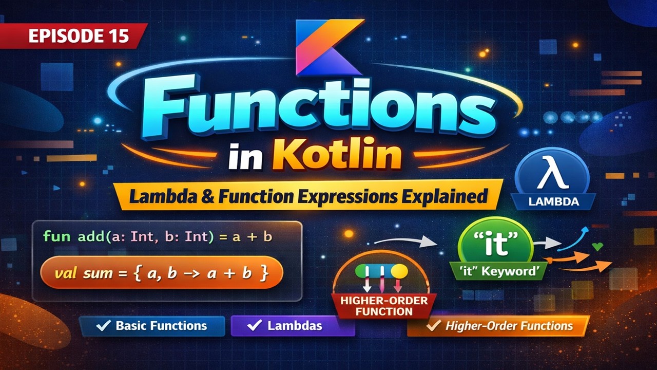 Functions in Kotlin | Function Expressions | Episode 15