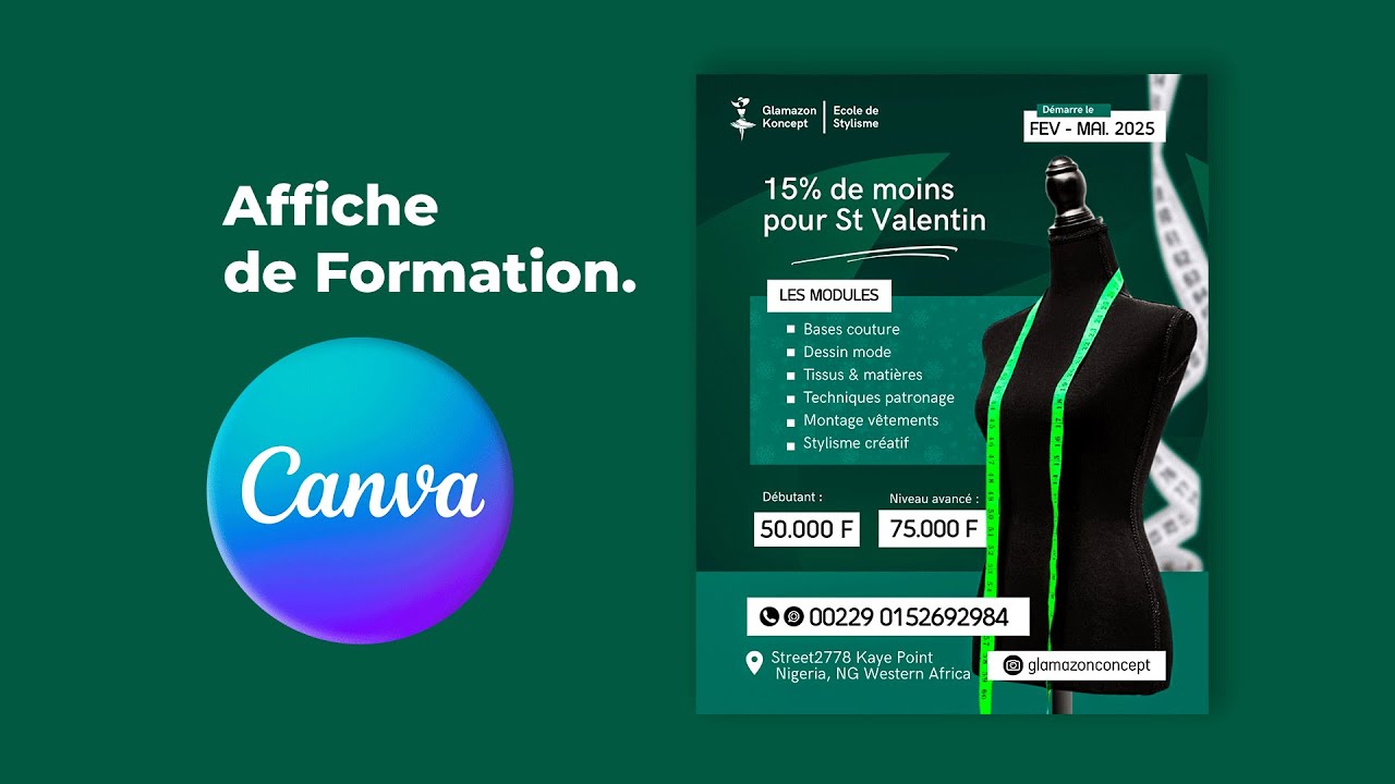 Créer une Affiche Publicitaire sur Canva pour une Formation | Canva Affiche Tutoriel