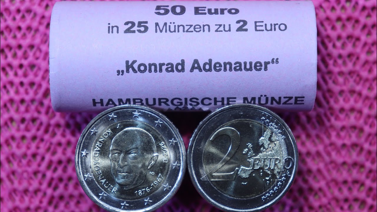 Конрад Аденауэр 2 евро в рулоне «Охота» 124d