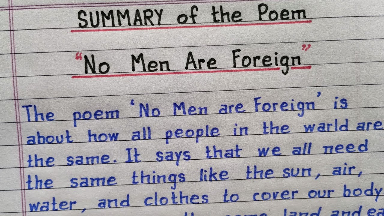 NCERT | Summary of the poem 'No Men Are Foreign' | Class 9 English