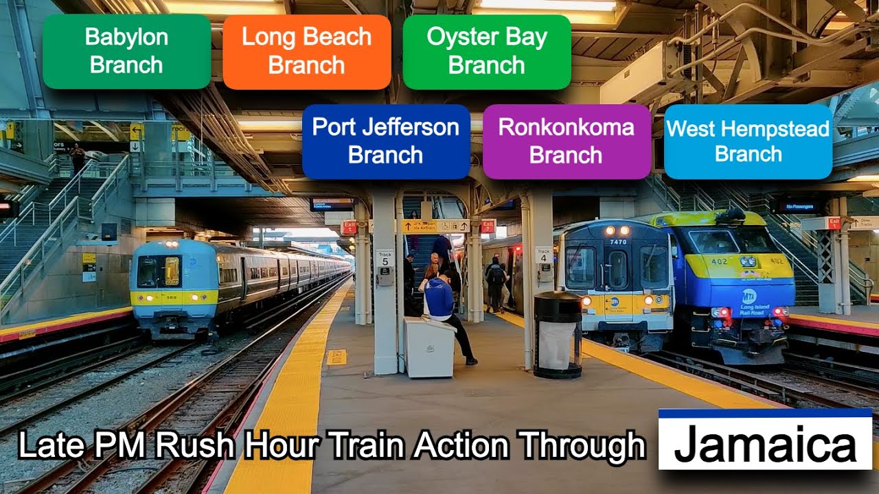 LIRR: Late PM Rush Hour M3, M7, M9, DM30AC Action on Various Branches at Jamaica