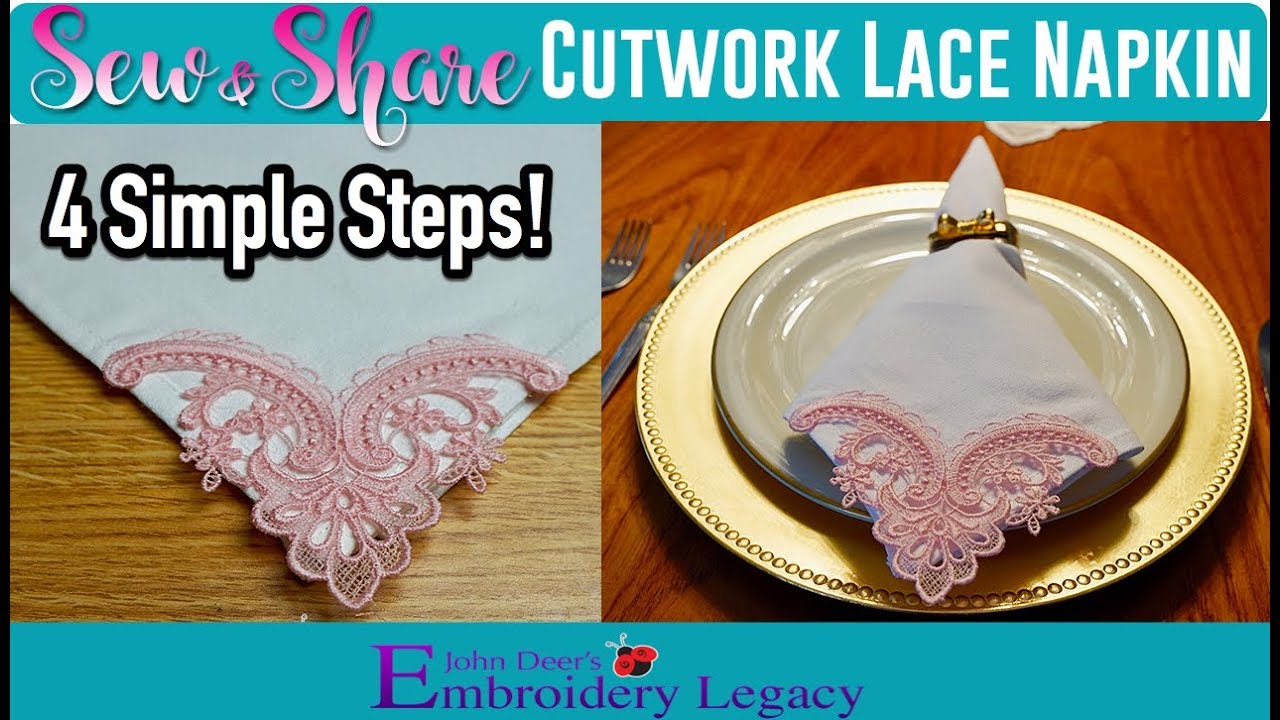 Cutwork Lace Napkin Tutorial - Easy in the Hoop Embroidery