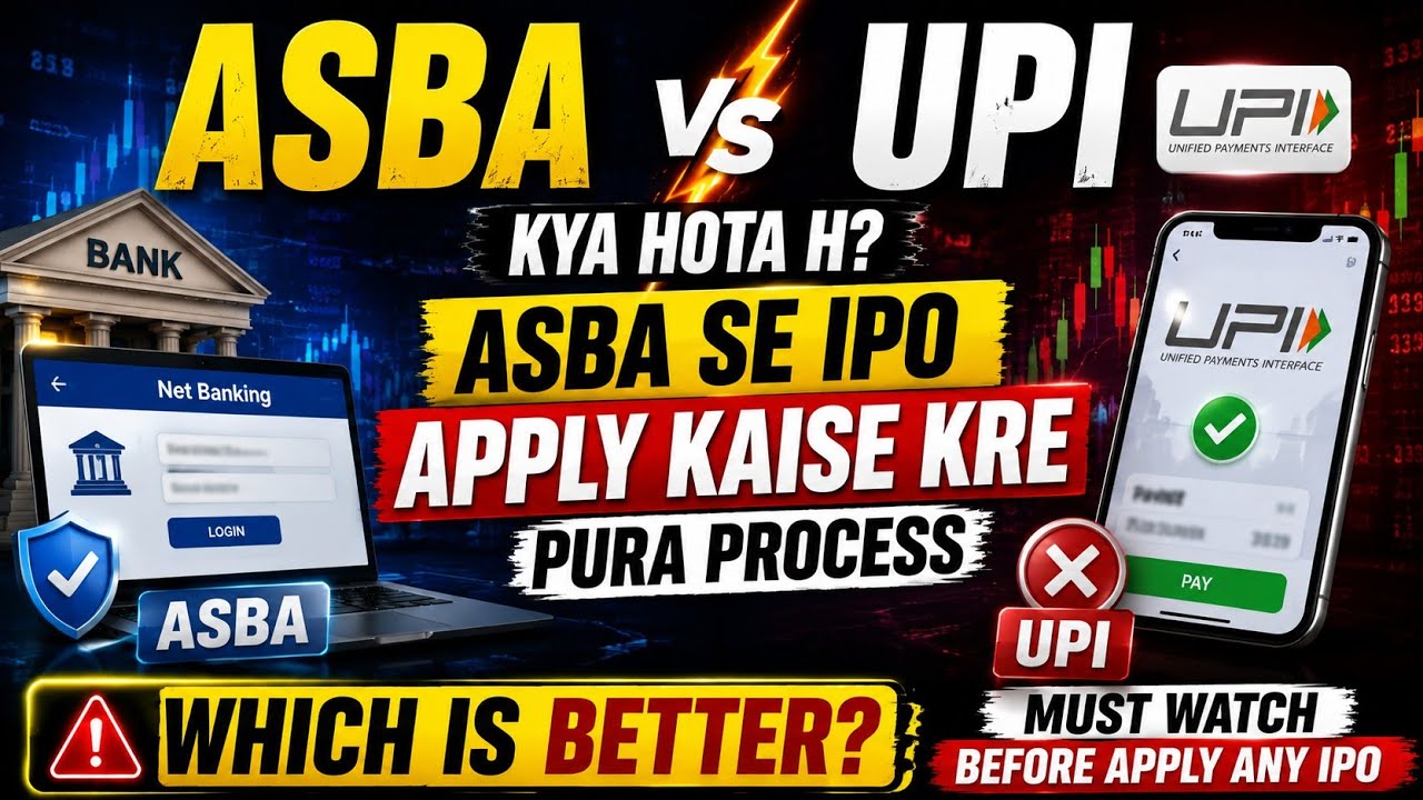 ASBA vs UPI: ASBA kya hota kaise kam krta? ASBA Se IPO Apply Karne Ka Full Process |  #asba #ipo 