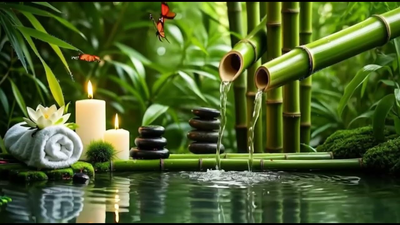 Music with Cello, Violin Bamboo Water Sound Relief ,Stress Relief ,Calm Anxiety & Meditation