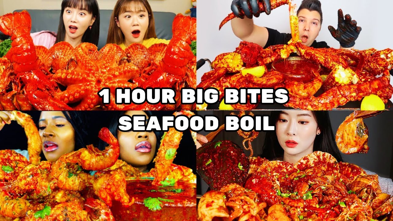 ASMR 1-HOUR BIG BITES SEAFOOD BOIL MUKBANG 🌶️🦀😋👌 | ASMR Compilation | Lets eat with mukbangers