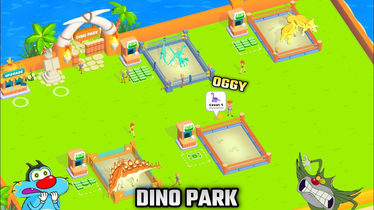 Oggy And Jack Playing Dino Park Game | With Bob And Shinchan | Oggy Game | Goku Gaming