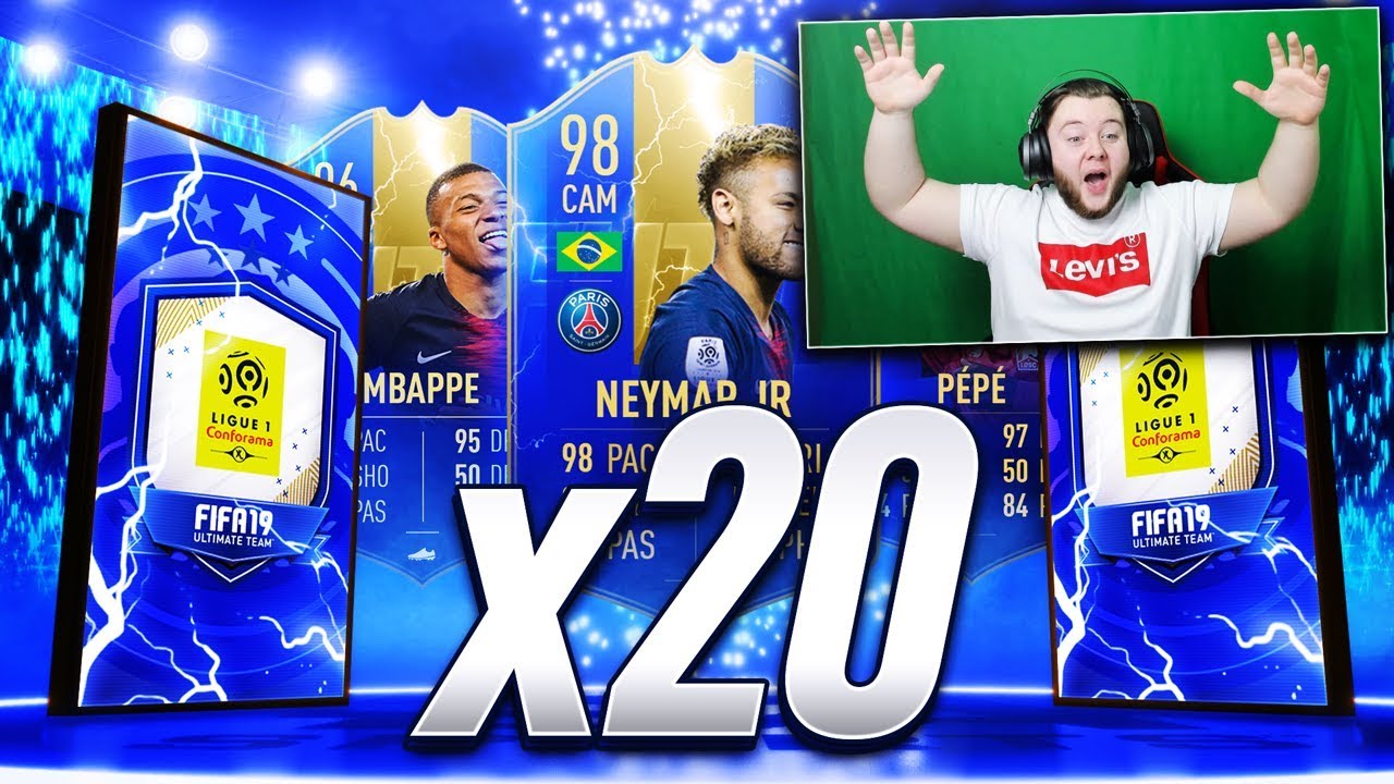 INSANE 95+ TOTS PACKED! 20X LIGUE 1 TOTS UPGRADE SBC! FIFA 19