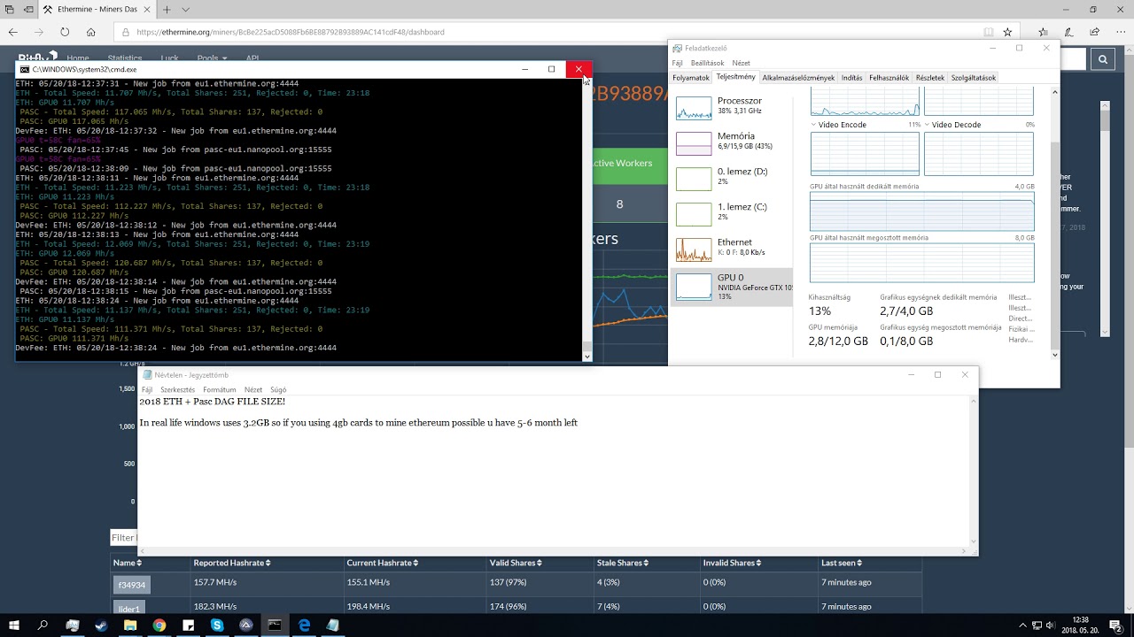 2018 MAY Ethereum DAG File Size || #DAG FILE ETH+PASC Dualmine🔥🔥