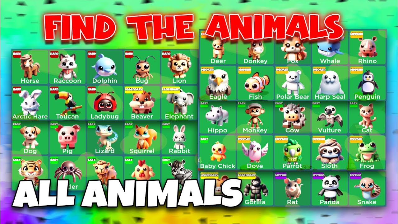 ROBLOX - Find the Animals -  ALL ANIMALS