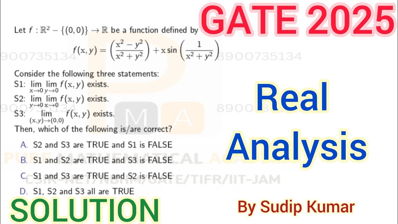 GATE 2025 Mathematics Real Analysis Solution | GATE 2025 Maths Real Analysis Q.No 26 Solution