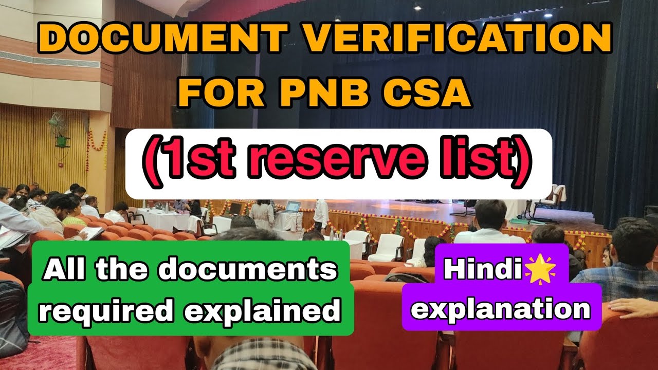 Document Verification Process for PNB CSA 1st Reserve List #ibpsclerk