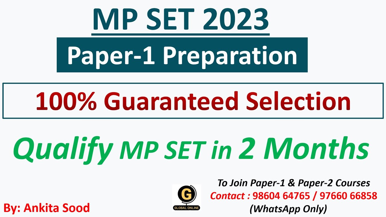 MP SET Paper 1 Preparation 2023 | MPSET Paper-1 Best Course | Paper 1 Preparation for MPSET 2023