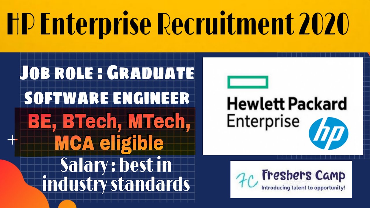 HP Enterprise Recruitment 2020 | Freshers | Graduate/ Software Engineer | BE/ B.Tech/ M.Tech/ MCA