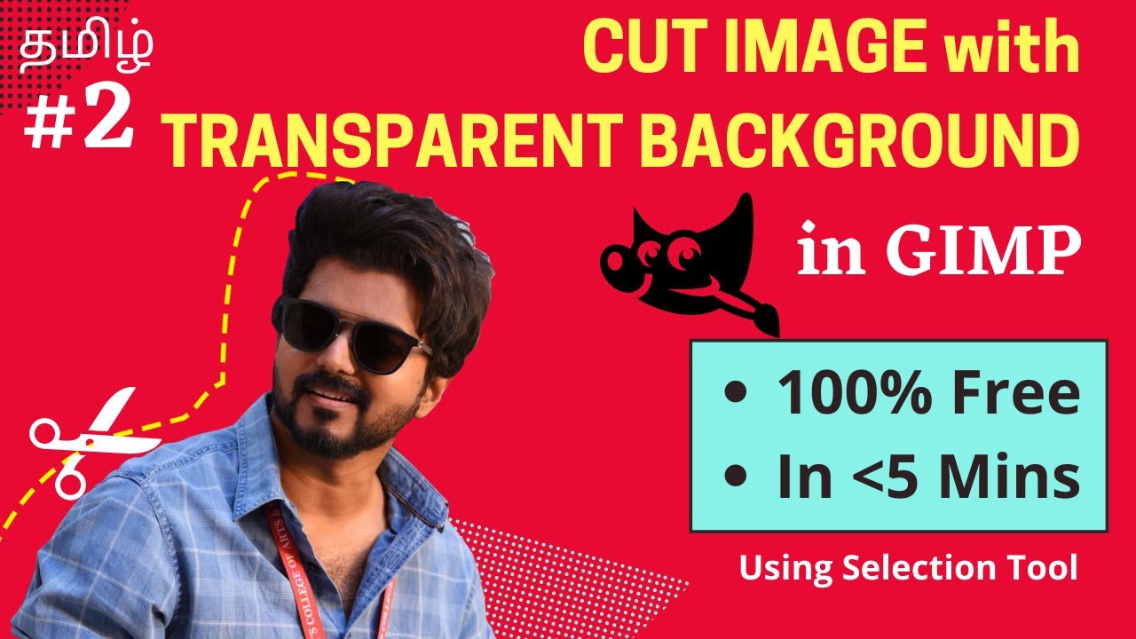 How to cut image in GIMP with Transparent Background | Non Plain Background Removal | Method 2 Tamil