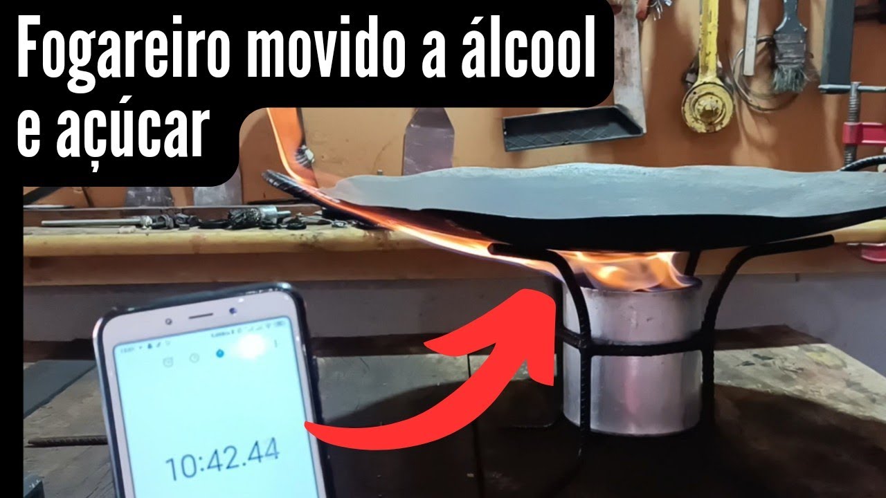 fogareiro movido a álcool de carro, teste de queima com açúcar junto olha o que deu ??