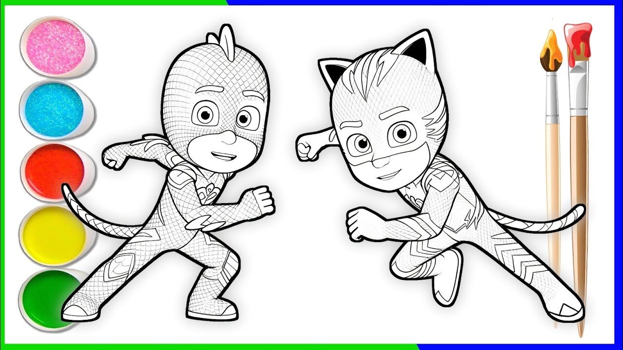 Раскраска с Кэтбоем и Гекко из PJ Masks | Как нарисовать и раскрасить героев PJ Masks