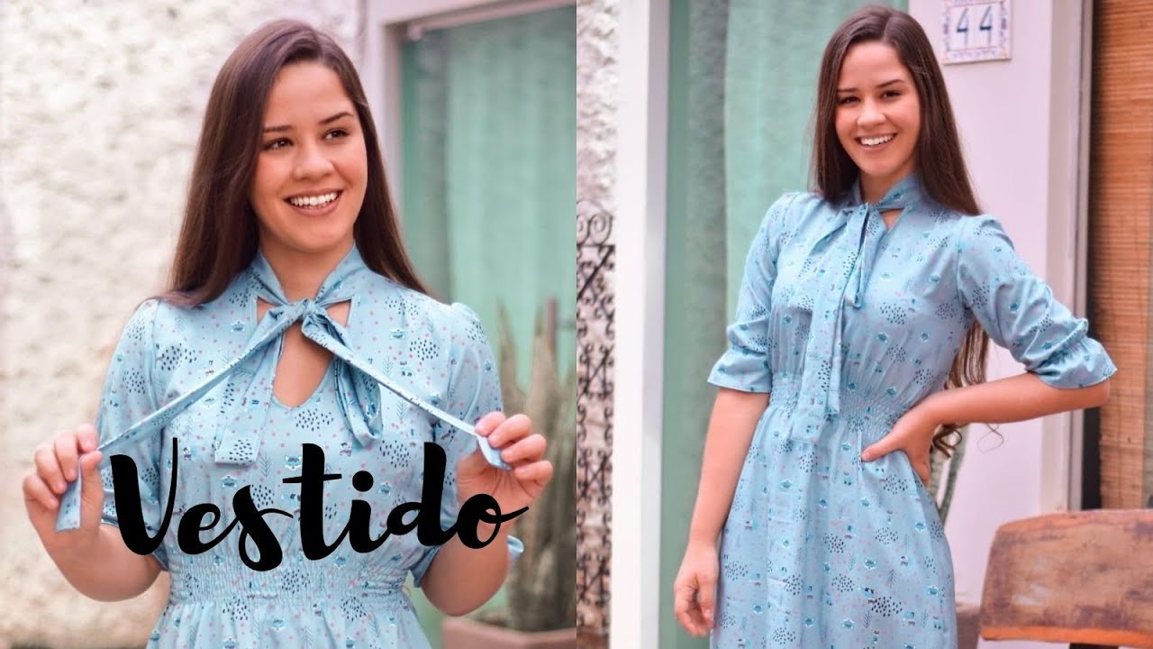 VESTIDO COM GOLA LAÇO FÁCIL | ELLEN BORGES