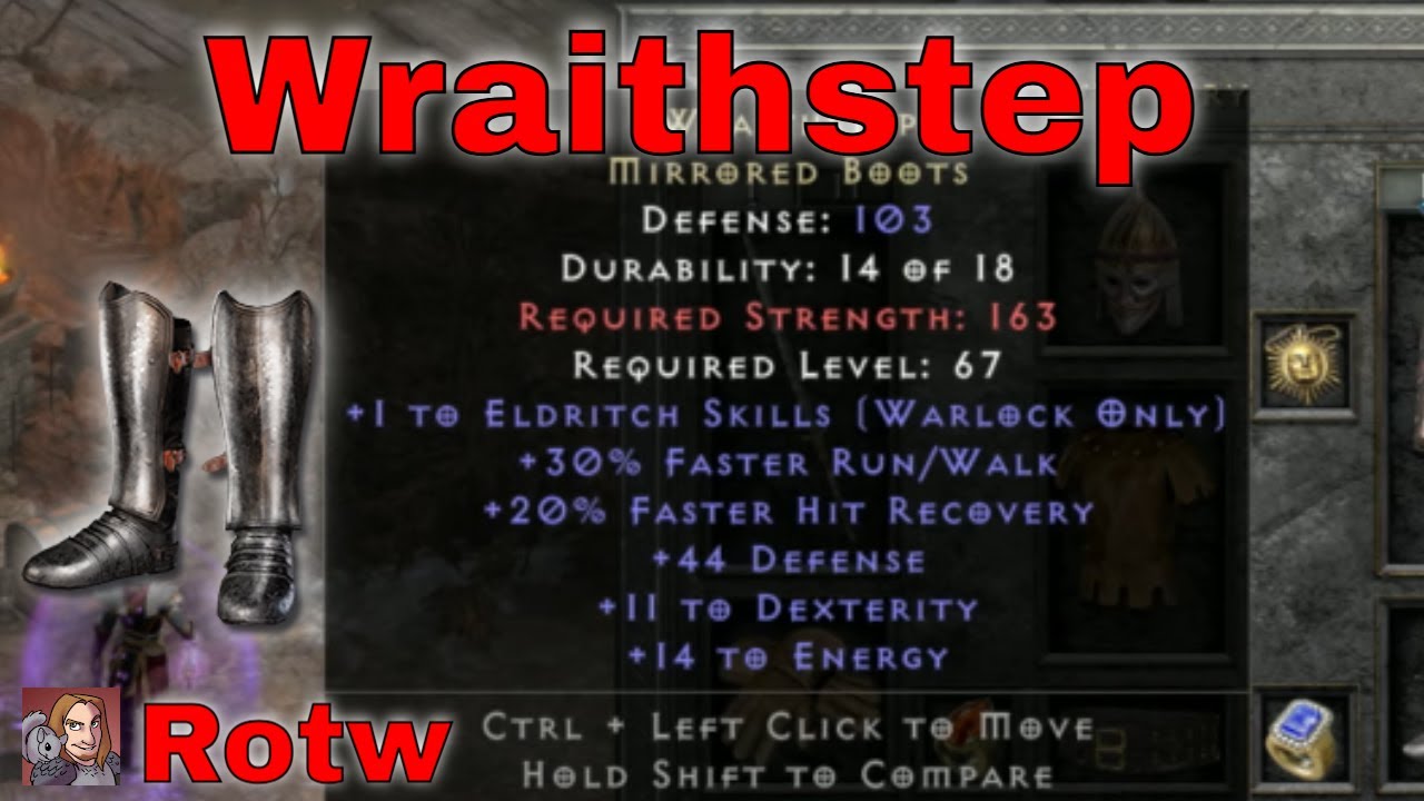 D2R Unique Items - Wraithstep (Mirrored Boots)