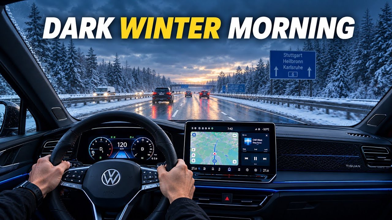 POV Drive in Snow | Dark Winter Morning Germany ASMR 🇩🇪