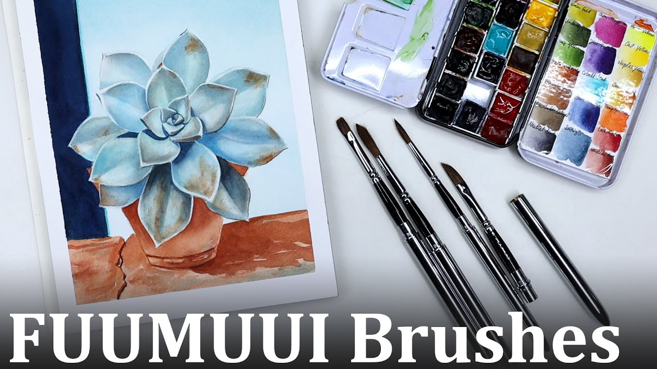 Playing with the FUUMUUI travel paint brushes Watercolor painting demo