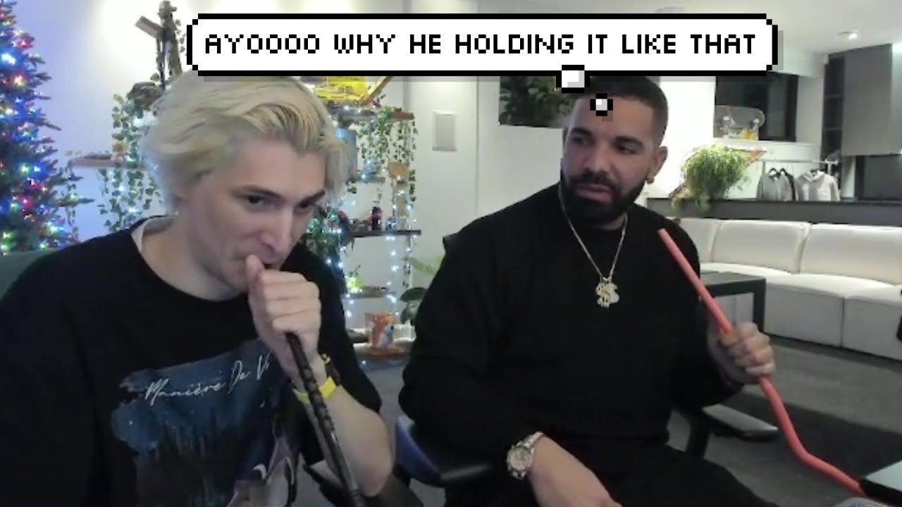 xQc впервые курит кальян с Дрейком